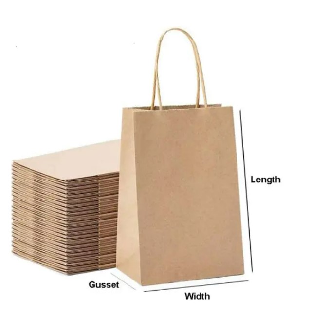 Brown Gusset Twist Handle Grocery Bags