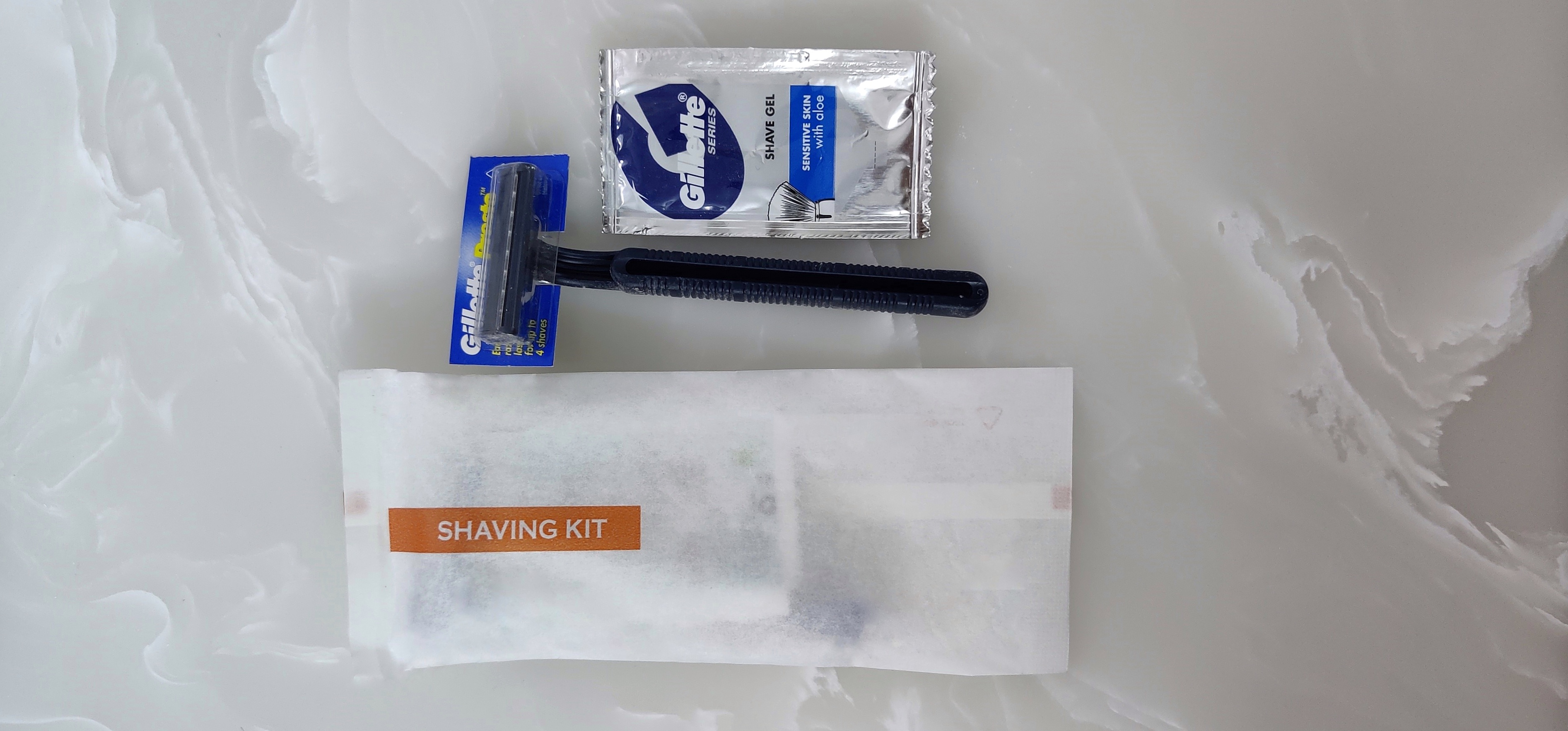 Shaving Kit (Gillette Gel and Razor) in Butter Paper