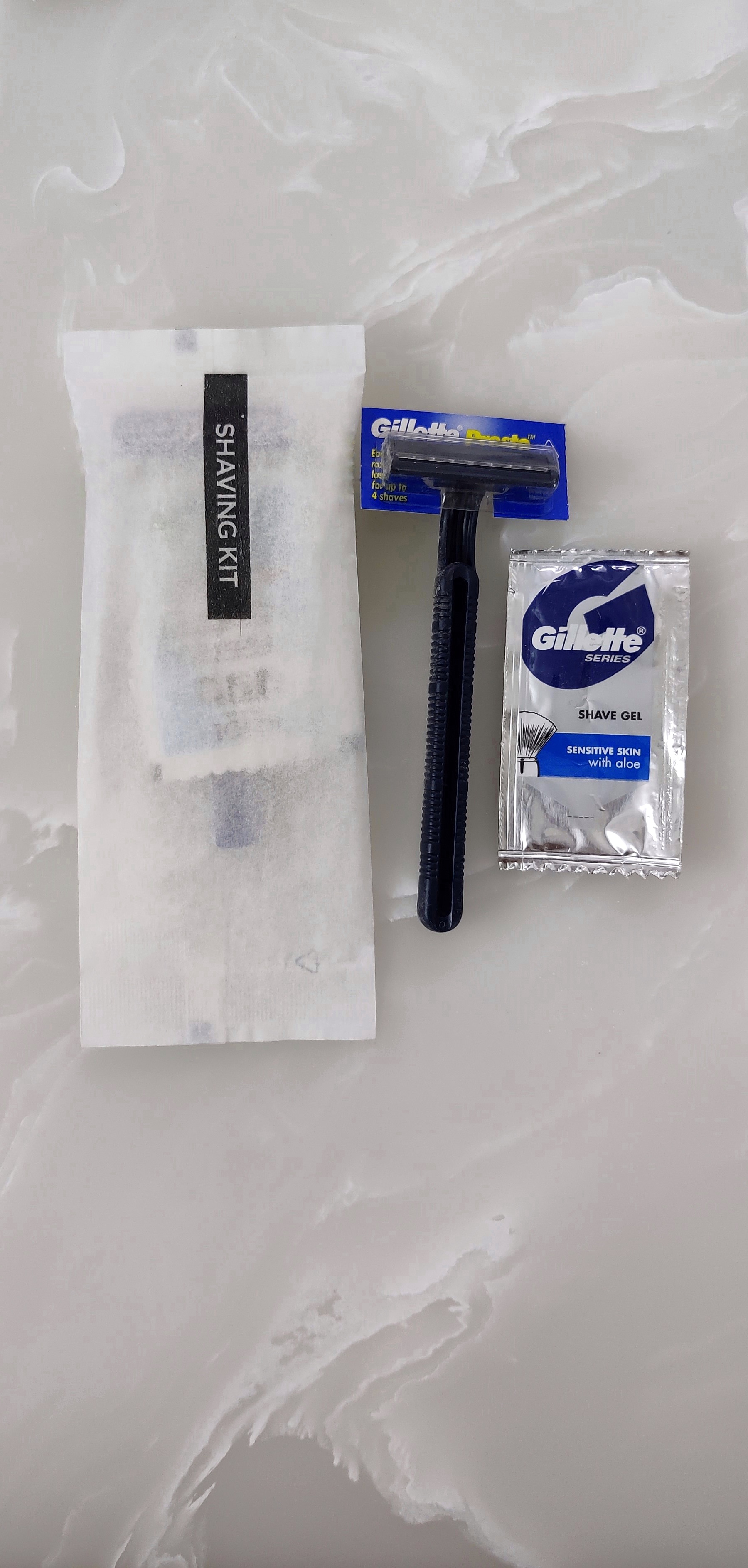 Shaving Kit (Gillette Gel and Razor) in Butter Paper