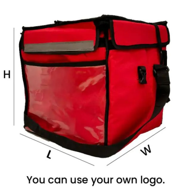 Red zip closure without branding multipurpose delivery bags 14inx14inx14in