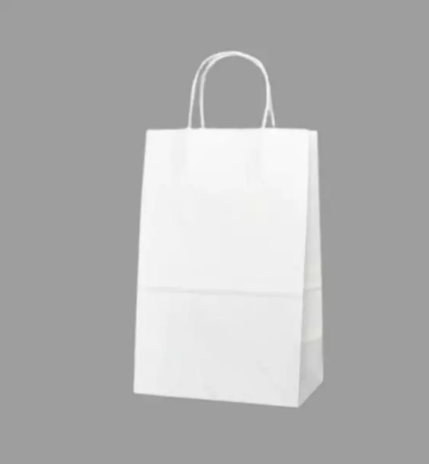 White Gusset Twist Handle shopping bags 10.75inx7.75inx4in